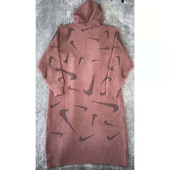 Nike Phoenix Cozy Boucle Long Knit Cardigan Size Medium Women Plum FD4282-208 - Picture 2 of 6